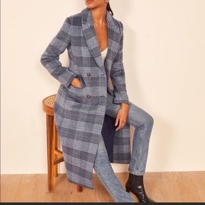 • Reformation • Blue Check York Coat.  New with Tags